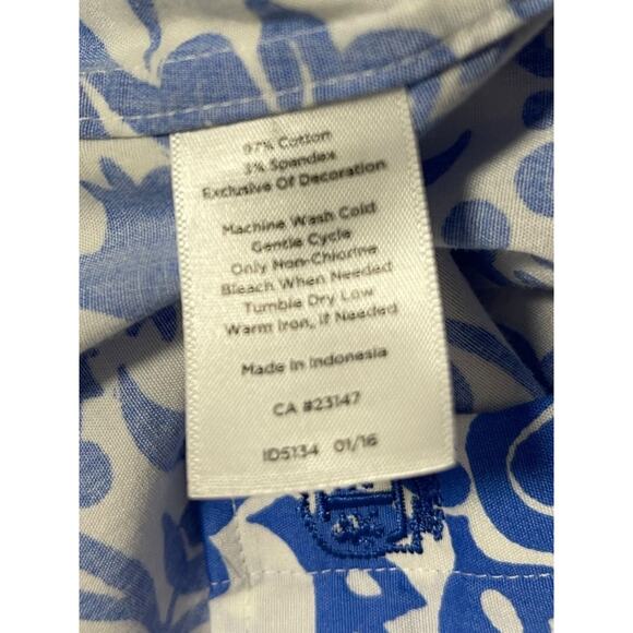 Size 16 Talbots Button Up Wrinkle Resistant Sleeveless Floral Shirt Blue - Picture 12 of 12